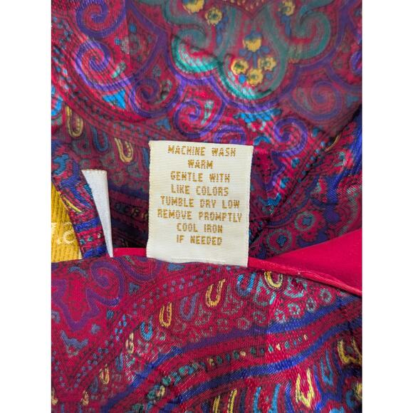 Vtg Victorias Secret Robe Gold Label Red Blue Brocade Lightweight Kimono Short - Picture 3 of 9